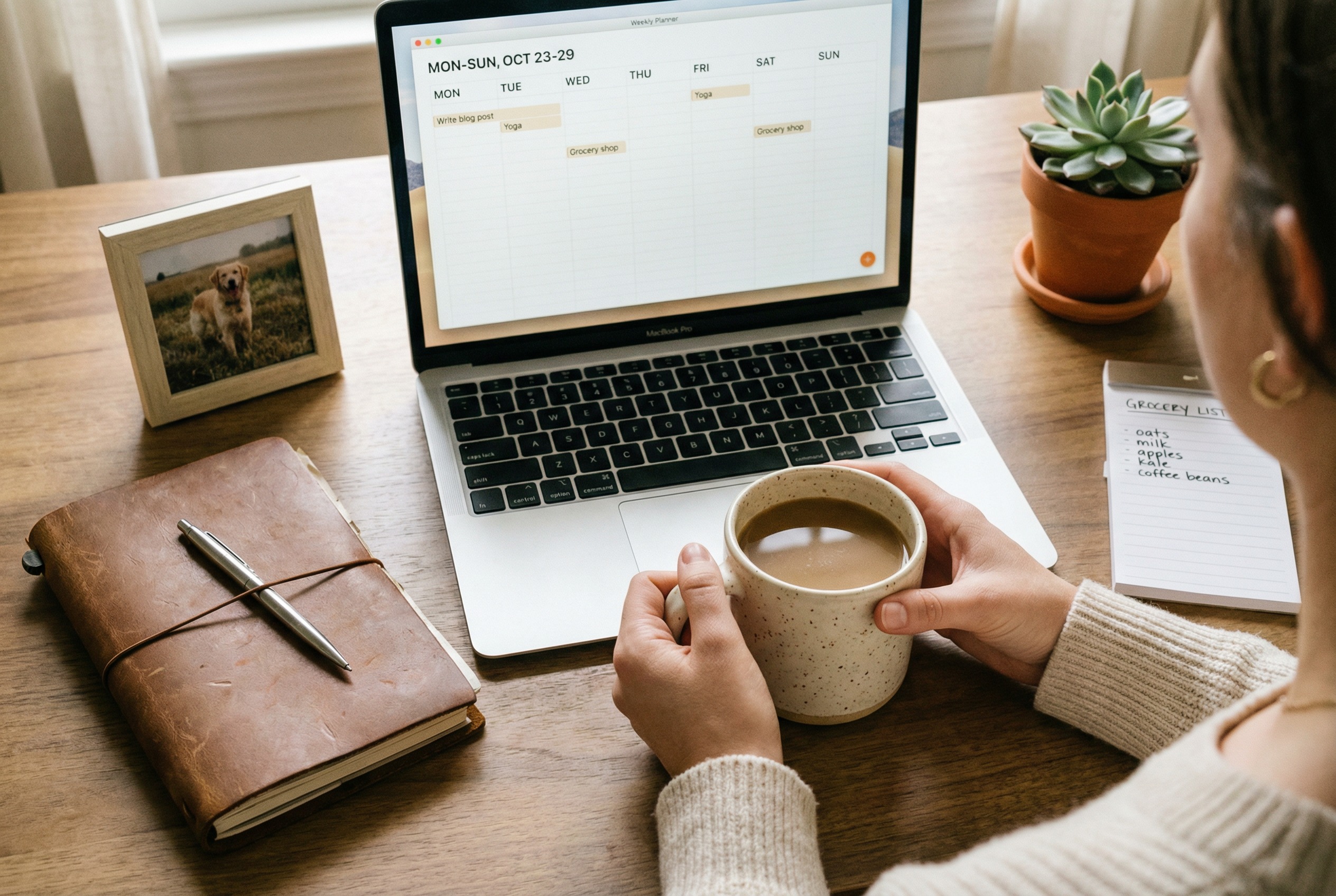 AI-generated weekly schedule on a laptop screen